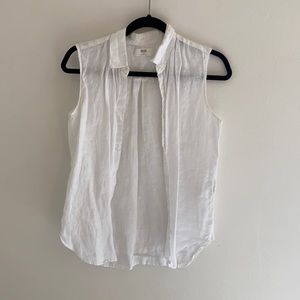 Uniqlo white linen button down top